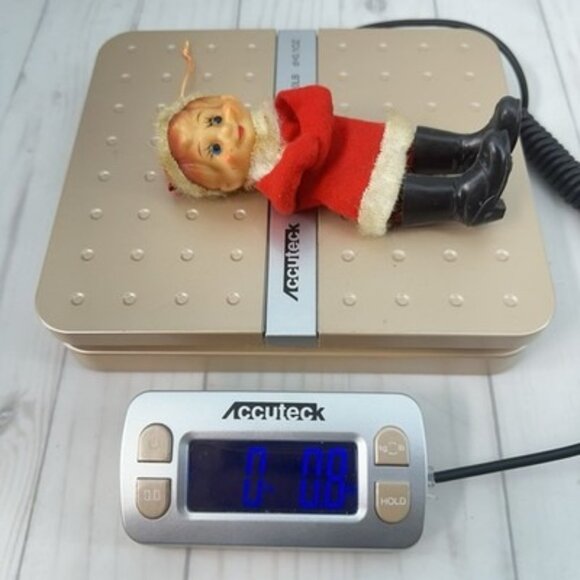 Vintage Felt Rubber Face Pixie Elf Christmas Ornament Japan Red White Boots 5" - Picture 6 of 6